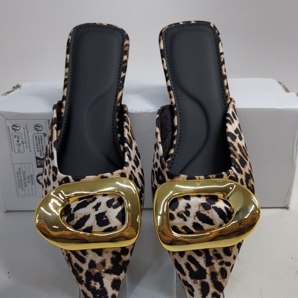 Shein Gold Embellished Leopard Print Women's Shoes EU 41 Multicolor